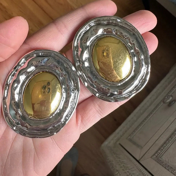 Zara Silver Button Oval Earrings - Picture 5 of 6